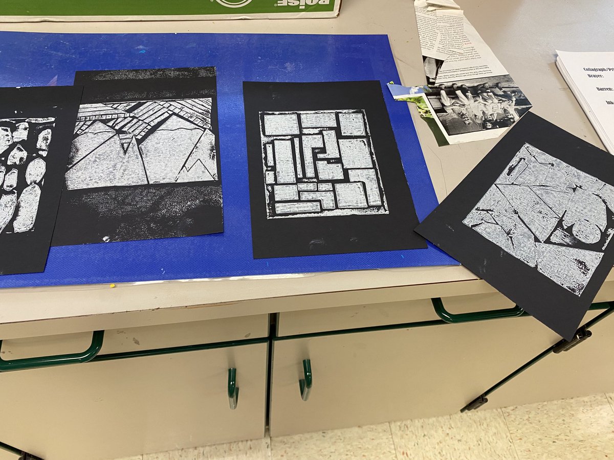 ⁦<a href="/KMHS_ART/">KMHS Art Davis</a>⁩ more beautiful tactile texture with collagraph prints and visual texture #KMHmustangart #cobbartrocks #artedga