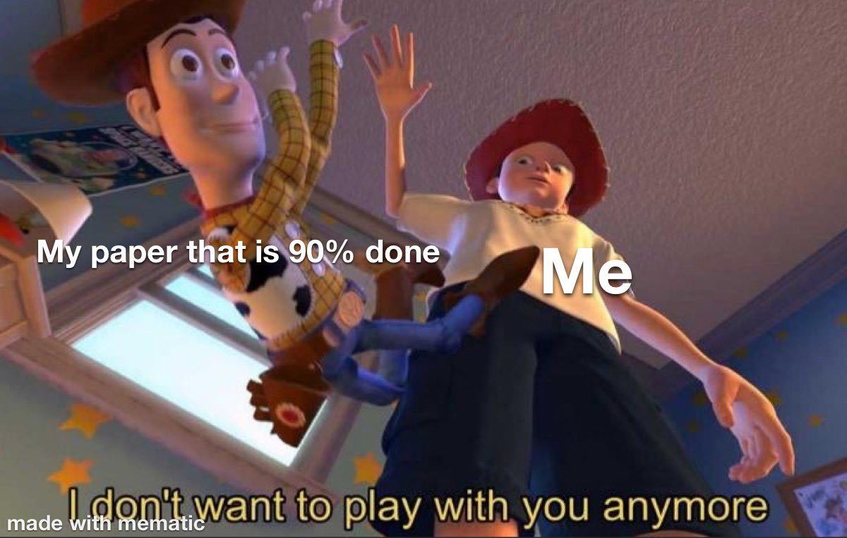 Finishing that last 10% is the hardest 

<a href="/OpenAcademics/">OpenAcademics</a> <a href="/AcademicChatter/">Academic Chatter™</a> #AcademicTwitter