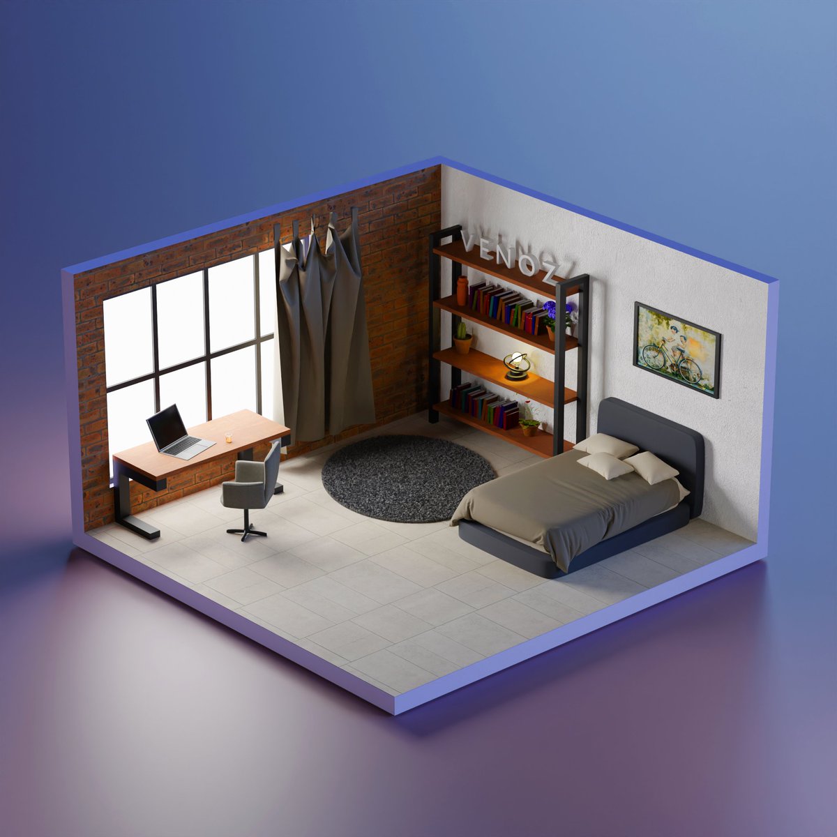 3dvenoz's tweet photo. Réalisation d'une chambre en 3D.
Projet 'Bedroom'

#interiordesign #architecture #architecturaldesign #3dmodeling #3Dartist #blender #blenderart #CGI https://t.co/zukfWI9pYc
