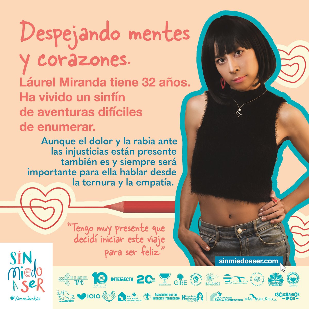 FondoSemillas's tweet photo. Láurel sostiene q las personas trans no son víctimas, sino sobrevivientes en un mundo que no reconoce su existencia. Por eso, procura  despertar curiosidad para despejar el miedo a lo  diferente. #VamosJuntrans a construir un México en el que podamos vivir #SinMiedoASer. https://t.co/PJlkpMMuBy