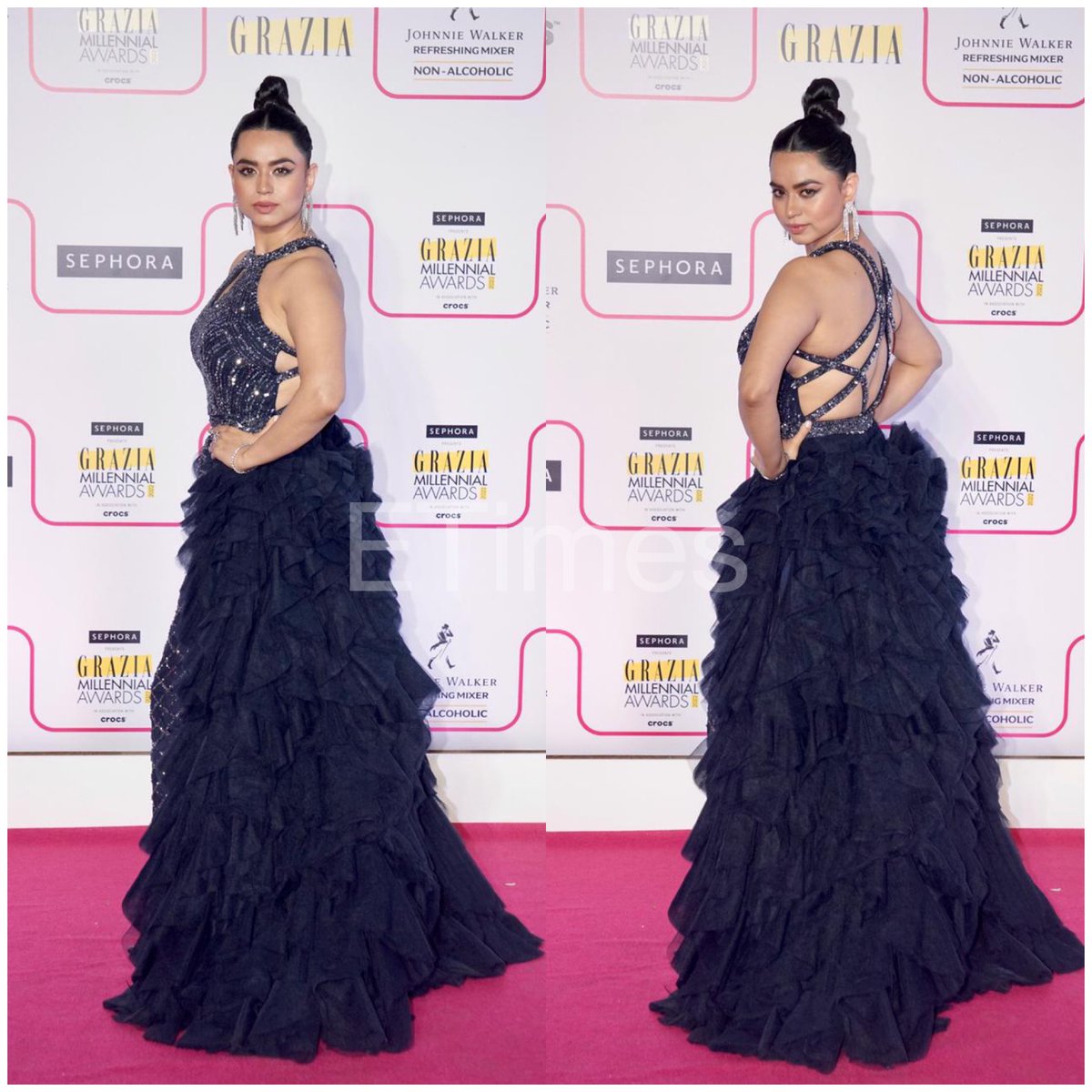 etimes's tweet photo. .@soundarya_20 looks gorgeous as she arrives at #GraziaMillennialAwards! https://t.co/S9bn7IAZv2