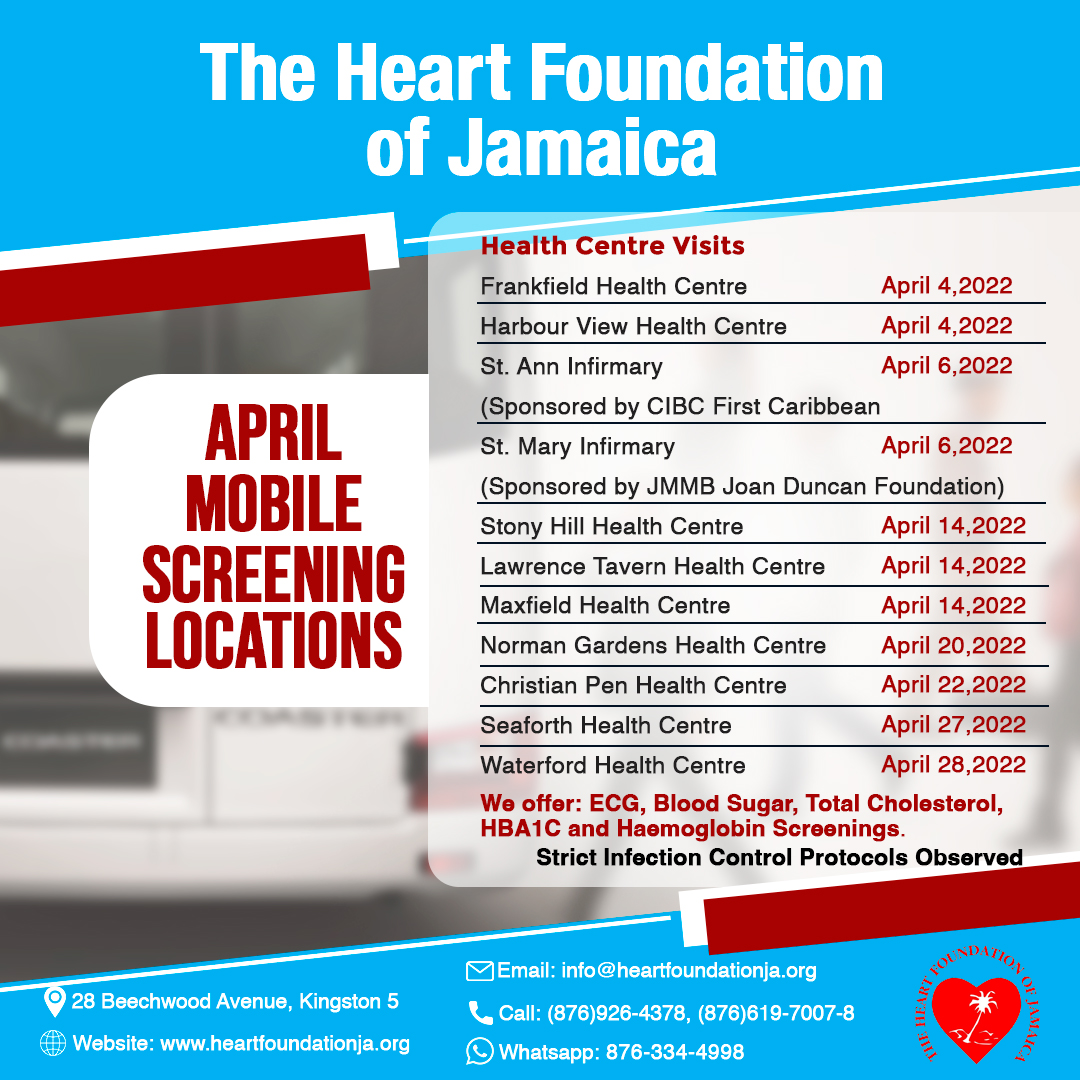 heartjamaica's tweet image. Our Mobile Team is on the move, and we will be at a Health Centre near you. Strict infection protocols will be observed.

See you there! Check your heart, be COVID smart!

#HeartFoundation
#Healthcare
#mobilescreening