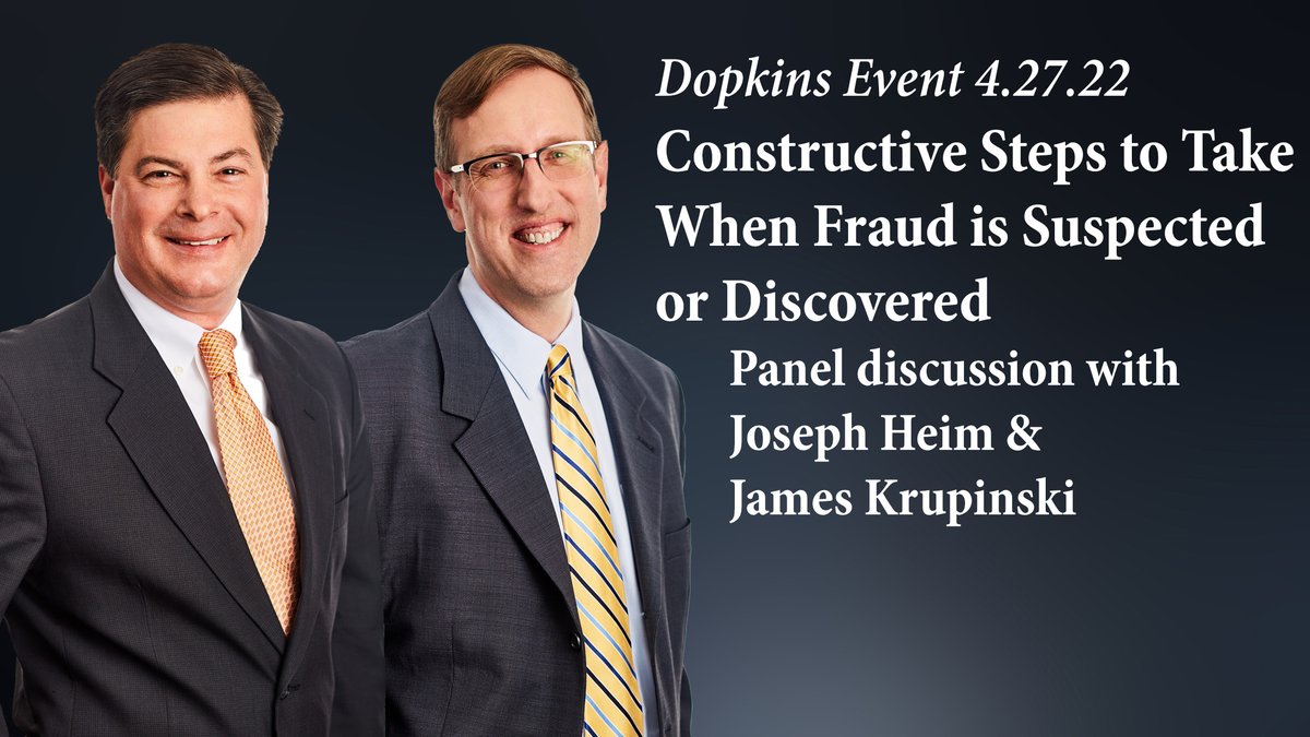 DopkinsandCo's tweet photo. Either you suspect or you know your organization has been a victim of loan fraud. Who would you turn to and engage to assist you in determining the amount of fraud? Join @JosephHeimCPA and Jim Krupinski to learn more:  https://t.co/rA56qrXgbH https://t.co/nn8TovD5md