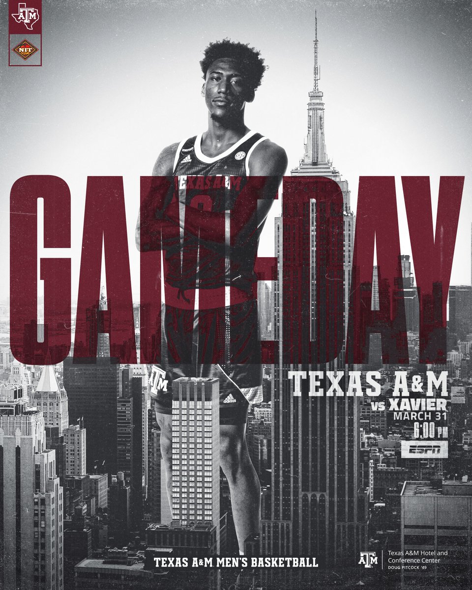 aggiembk's tweet image. Job&apos;s not done.

𝐍𝐈𝐓 𝐂𝐡𝐚𝐦𝐩𝐢𝐨𝐧𝐬𝐡𝐢𝐩
🏀 vs Xavier
📍 @TheGarden | 6 p.m. CT
📺 ESPN » aggi.es/3LuS98H
👂 aggi.es/3LsuKoz
🔢 aggi.es/3Lu9QoX
📻 B/CS: 1620 AM/94.5 FM