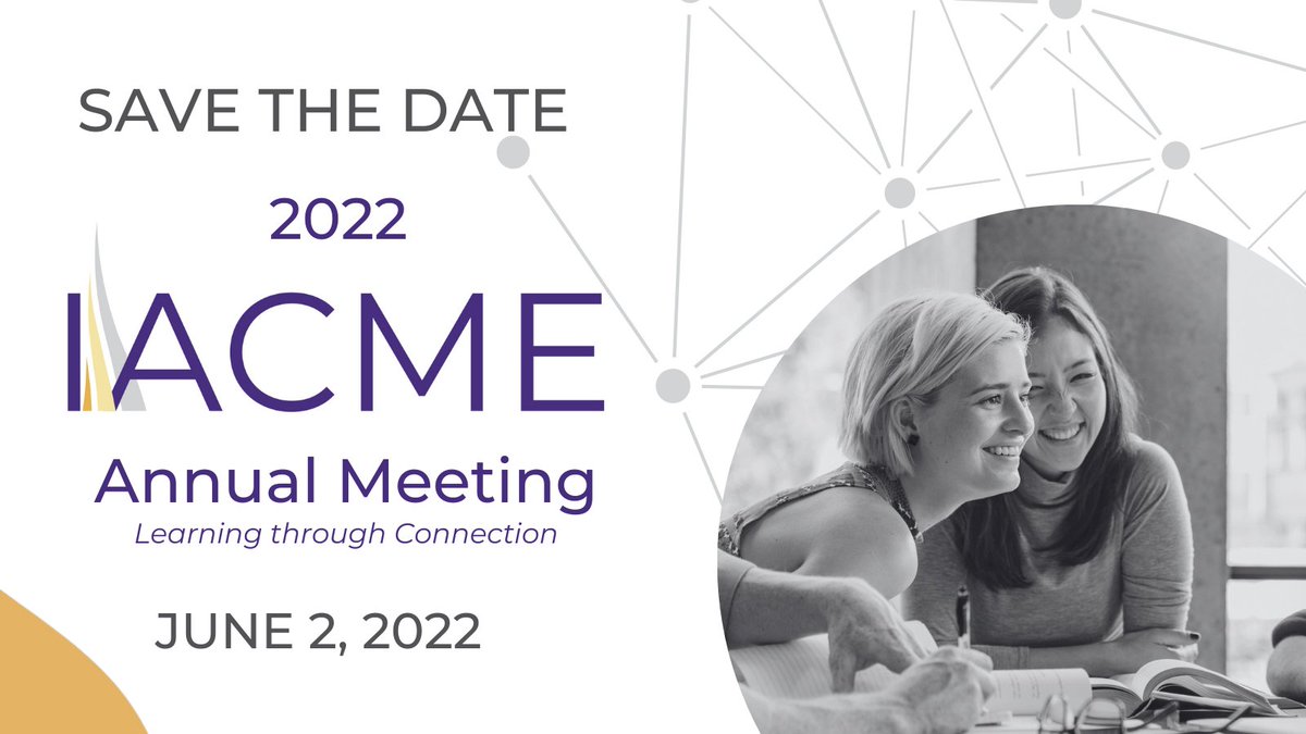 IACME's tweet photo. SAVE THE DATE!

The Annual Meeting will be taking place in person on Thursday, June 2nd. Mark your calendar and stay tuned for registration details coming to your inbox in the next few weeks! https://t.co/p1aAhK1bXM