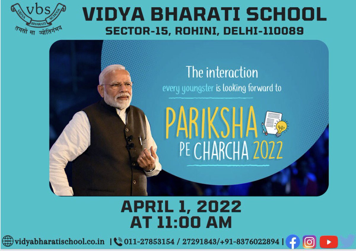 bharati_school's tweet photo. @PMOIndia @narendramodi #ParikshaPeCharcha2022 https://t.co/63pIdZSuE9