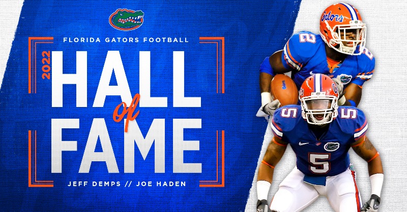 GatorsFB's tweet photo. Congratulations to @jeffdemps7 and @joehaden23 on being named to the UF Athletic Hall of Fame!

#GoGators | #GatorMade