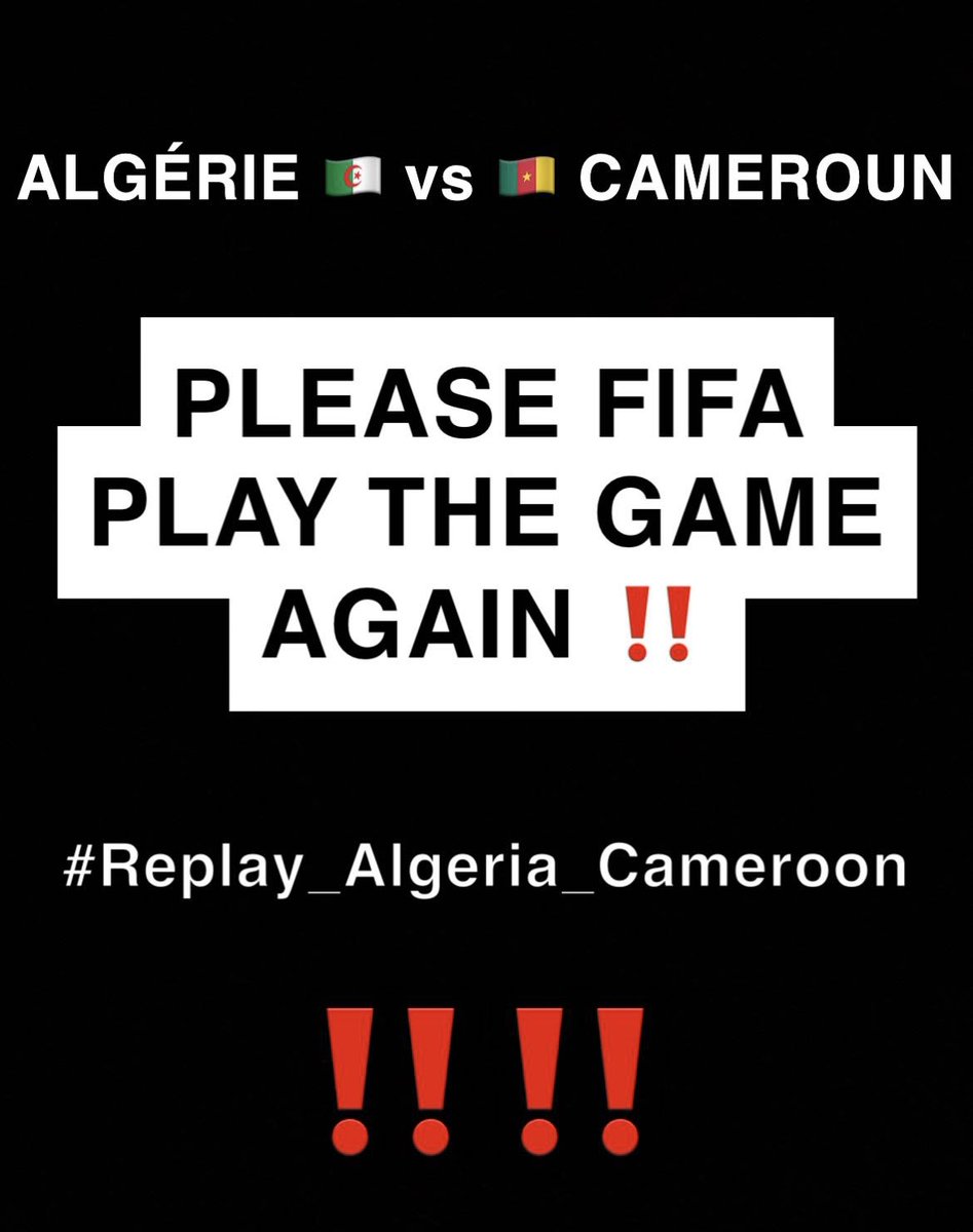 Reflexe18's tweet photo. Tous ce qui sont avec nous Retweeter et partager SVP #Replay_Algeria_Cameroon https://t.co/NRYDd5tGrn