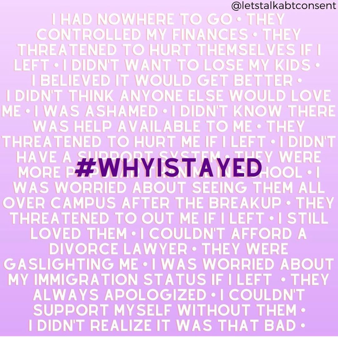 dvsn_connects's tweet image. The question always asked to victims of abuse is “why did you stay, why don’t you leave”. It’s not always that easy to leave an abusive relationship, there are a myriad of reasons why. #domesticviolence #WhyIStayed via @odvss