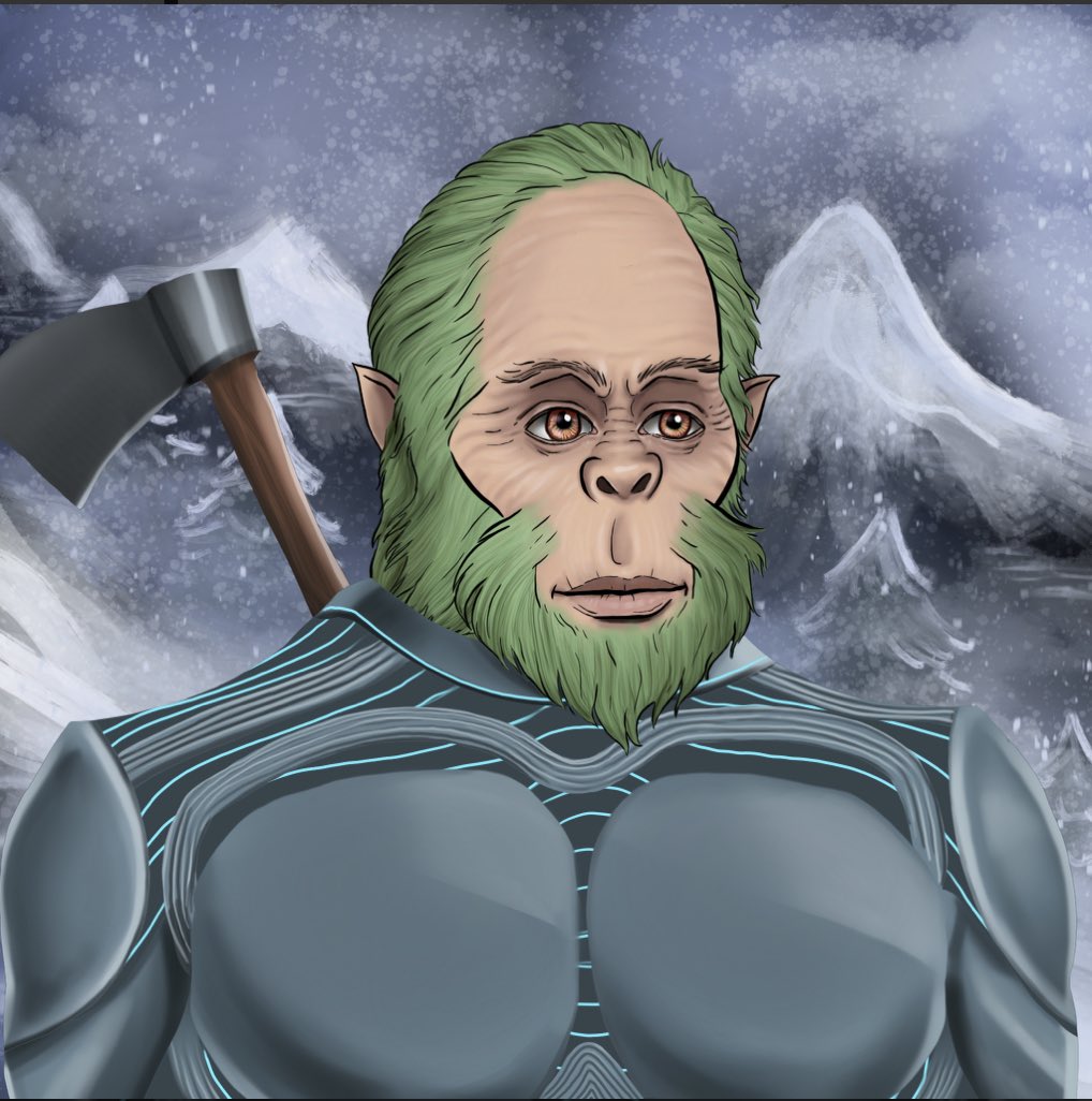 mrgoodlife365's tweet photo. Traveling back in time from a different $wrld, this Sasquatch vehemently seeks the one who slaughtered his family. With only an axe on his back and nothing to lose,he is on a journey to find the only true justice… revenge!
#cryptidclan #NFTWorlds https://t.co/0Uf5KKQXdD
