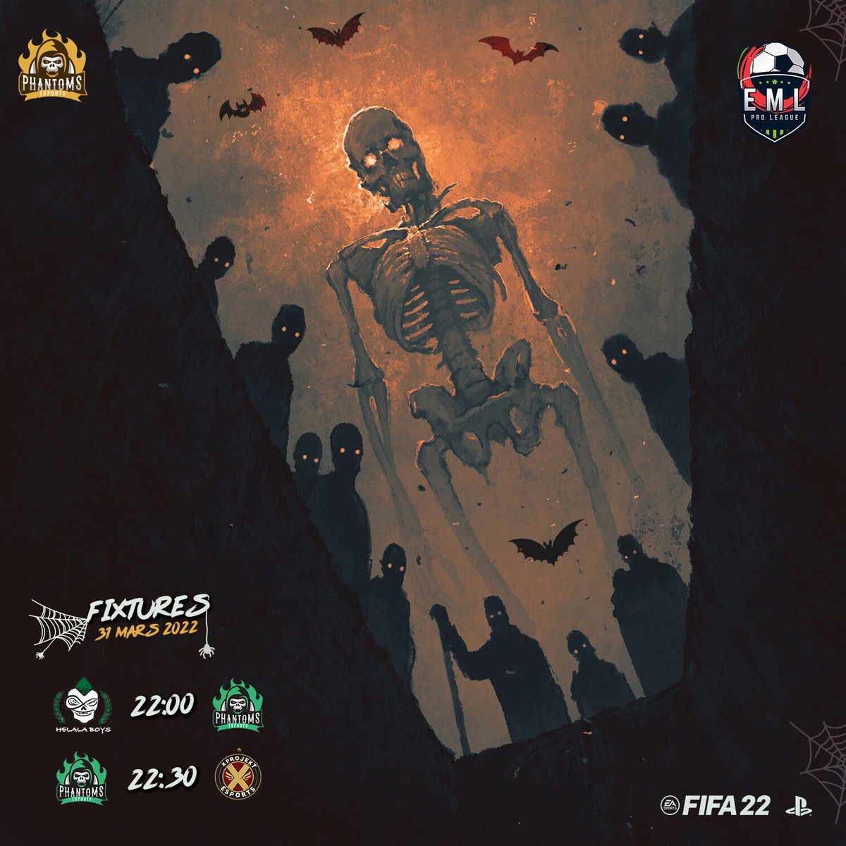 گود لاك يا أشباح ⚽ ⚽

----👻  👻----
-👻    👻    👻-
----👻  👻----
--👻   👻   👻--
------👻------
👻🔥 #MatchsDay 🔥👻
#WeAre_Phantoms_esp 👻
⚽ Journée  4-5 ⚽ 
 #FIFA #Fifa22 
<a href="/vpg_eml/">E-Moroccan League</a>
<a href="/OfficialVPG/">Virtual Pro Gaming</a>