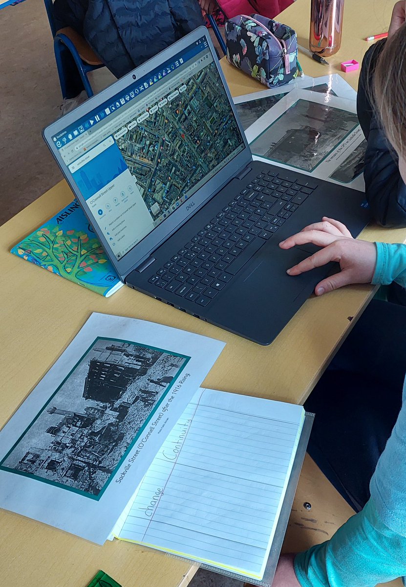 dromns1's tweet photo. Ms Dervan's class enjoyed examining photos from the 1916 Rising this afternoon. Using #GoogleEarth, we compared these photos to their location in Dublin today. We discovered some fascinating changes and examined things that haven't changed! #changeandcontinuity @PDST_TechinEd https://t.co/sMbEmaT3hE