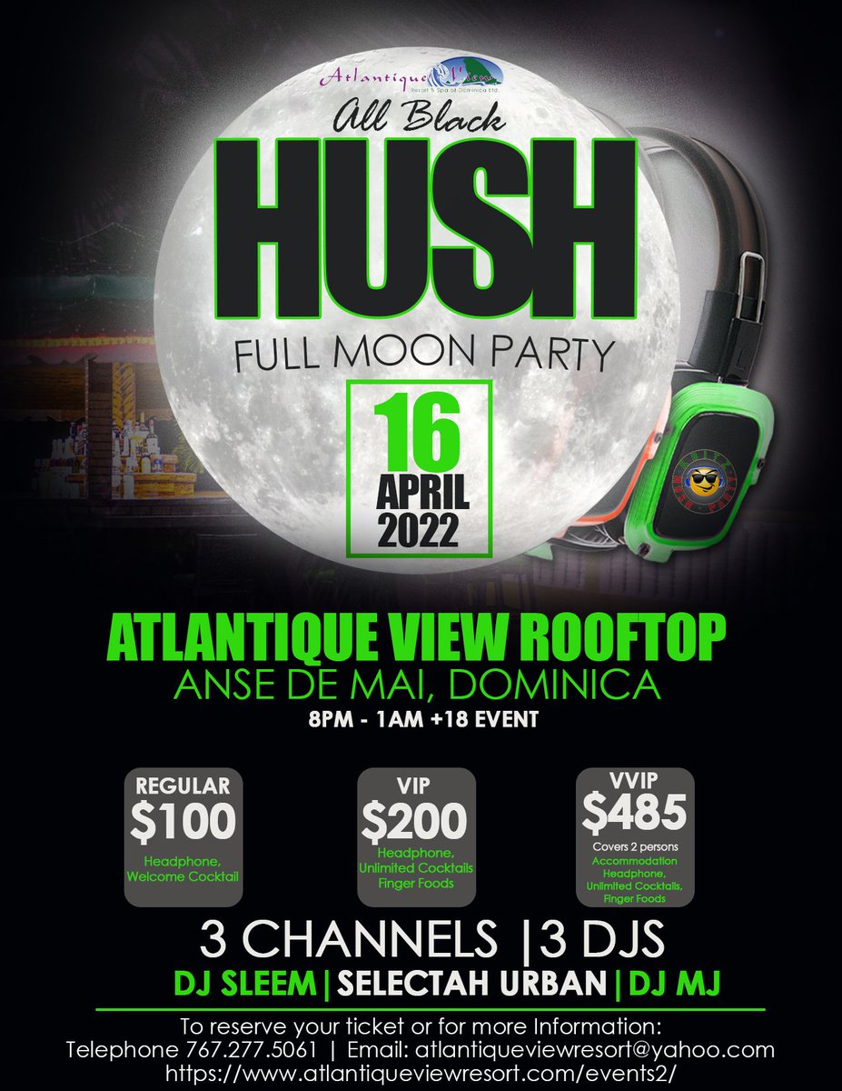 atlantiqueviewresort Atlantique View HUSH FULL MOON PARTY. atlantiqueviewresort.com/events2/
#atlantiqueview
#rooftop
#silentheadphoneparty
#fullmoonparty
#nature
#dominica