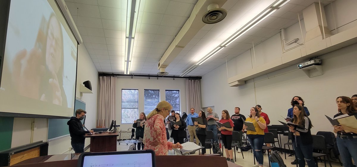otterchoirs's tweet photo. Concert Choir is learning "Look To This Day," a new piece that Libby Larsen composed for them. Last week they performed for Dr. Larsen over Zoom, learning more about the work and goals for its premiere next week.  CC will perform the world premiere of this work April 4, 7:30 P.M. https://t.co/AnicRhdnoj