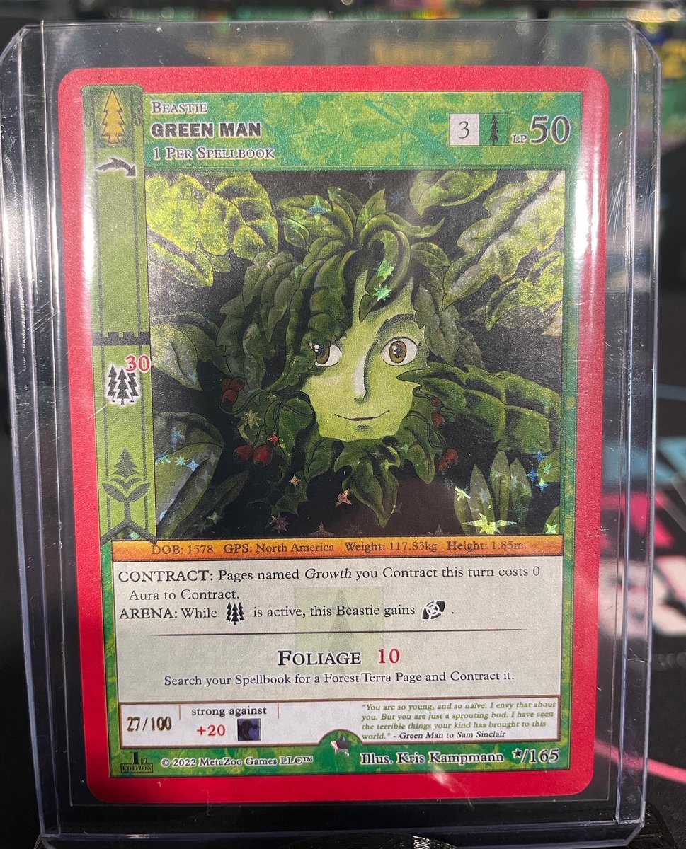 WE DID THAT!  The world's first ever serialized #MetaZoo Wilderness card!  This secret rare GREEN MAN was hit out of a giveaway blister on yesterday's  @whatnot stream!  @metazoo_games, we can't