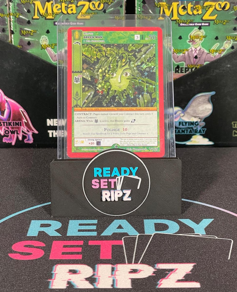 WE DID THAT!  The world's first ever serialized #MetaZoo Wilderness card!  This secret rare GREEN MAN was hit out of a giveaway blister on yesterday's  @whatnot stream!  @metazoo_games, we can't