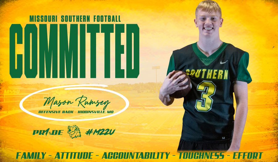 Committed! Ever since I was a kid I have dreamed of becoming a college athlete. I’d like to thank my family, mentors, and all my coaches who have helped to make my dreams into a reality. <a href="/huskerfbteam/">Coach Steve Cook</a> <a href="/higglcsports/">higglcsports</a> <a href="/MOSOFootball/">Missouri Southern Football</a>