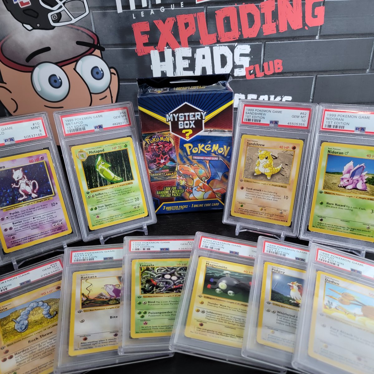 explodinghc's tweet photo. We just added 9 x PSA 10 1999 1st Edition Pokemon cards + PSA 9 Unlimited holo Mewto to the EHC Vault!

🎉Giveaway time! Enter to WIN a Pokemon Mystery Box!🎉
1⃣RT, like + comment your favorite Pokemon
2⃣Follow https://t.co/kNXGZoeh5U on Twitch

Ends 48 hours
#pokemon #cardporn https://t.co/YcGfD2CaOL