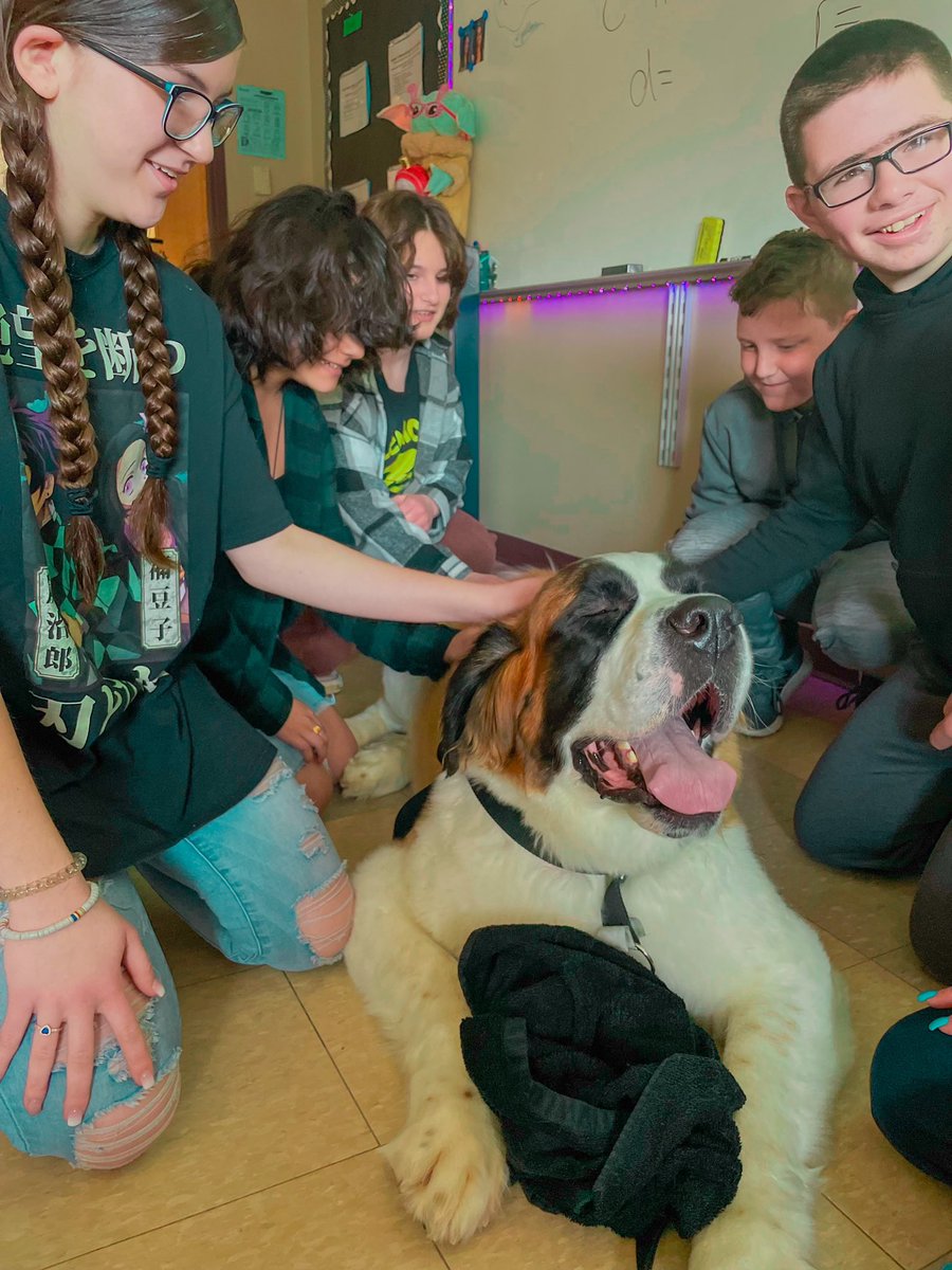 ccharterina's tweet photo. Can I have a big doggy like Stella in my classroom everyday?!😍🐶 My kids were smiling ear to ear! https://t.co/aK95AFptQa