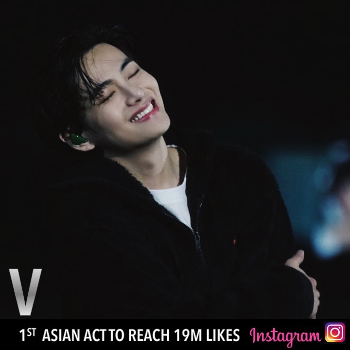 WORLDMUSICAWARD's tweet photo. #BTS' #V is 1st Asian Artist to reach 19M likes with a post on Instagram!💪💥1️⃣9️⃣Ⓜ️❤️🔥👑💜
https://t.co/T5f6QYPL23 https://t.co/MpW6CqJawA