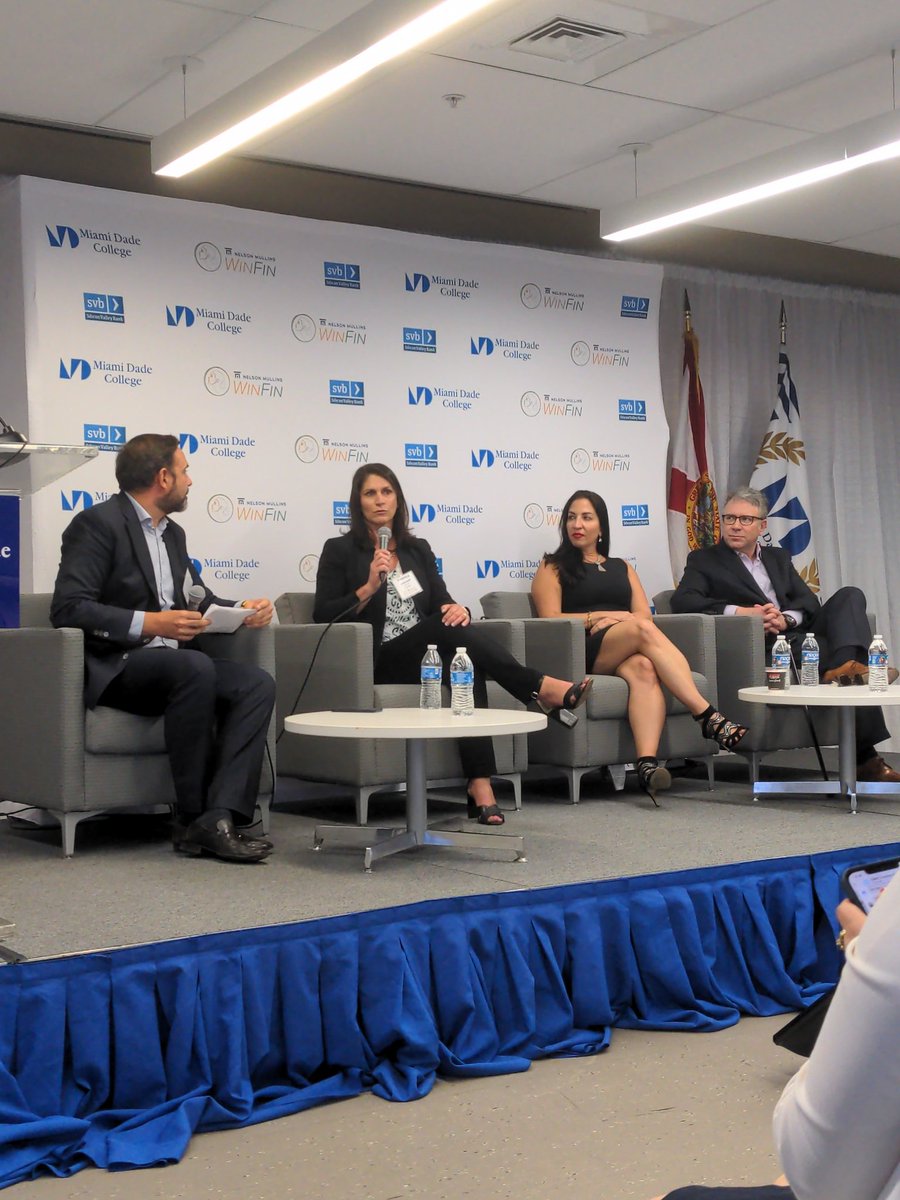 Rebecca_LLester's tweet photo. Honored to have @chechulasheras of @MDCollege moderating a panel on crypto and Blockchain with @vastbank's Veronica Bickerstaff, @MichelleAbbs of @metagoodnft and @Web3Equity, and @NelsonMullins' own Richard Levin. This is #WinFin2022 #MiamiTech #NFTweek https://t.co/iWfpZtMCer