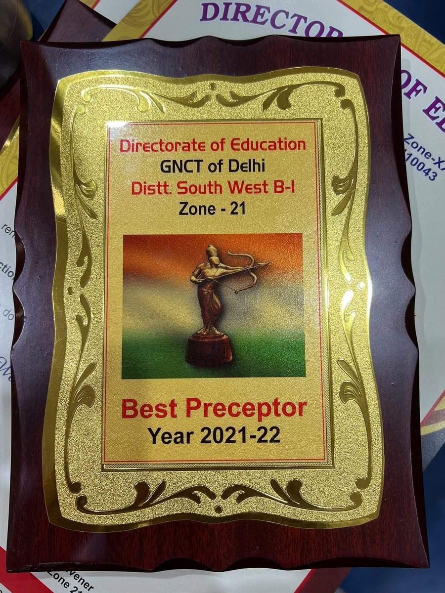 A moment of joy to share,
I have been honored as the BEST PRECEPTOR (2021-22) by the Directorate of Education

at the Annual Sports and Cultural activities of district, SW-B-1 for session 2021-22
#dwarka #SportsNews #coach #preceptorship #Award #honour #EducationNews #basketball