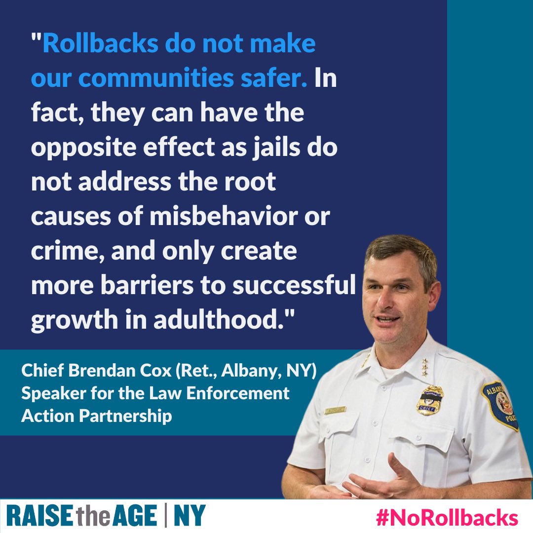 "Rollbacks do not make our community safer," says Chief Brendan Cox of <a href="/PoliceForReform/">The Law Enforcement Action Partnership (LEAP)</a>. We need more investment for our youth and stronger reforms, not a return to severe sentencing. #NoRollbacks