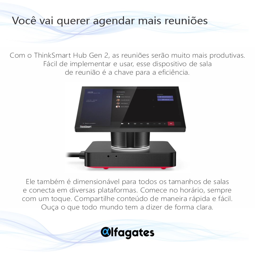 alfagates's tweet photo. Você vai querer agendar mais reuniões.
Com o ThinkSmart Hub Gen 2, as reuniões serão muito mais produtivas.
#Alfagates #Lenovo #ThinkSmart #Microsoft #hybridlife #videoconference #MicrosofTeams #ThinkSmartHub #ThinkSmartHubGen2 https://t.co/fIKtIj5Tgg