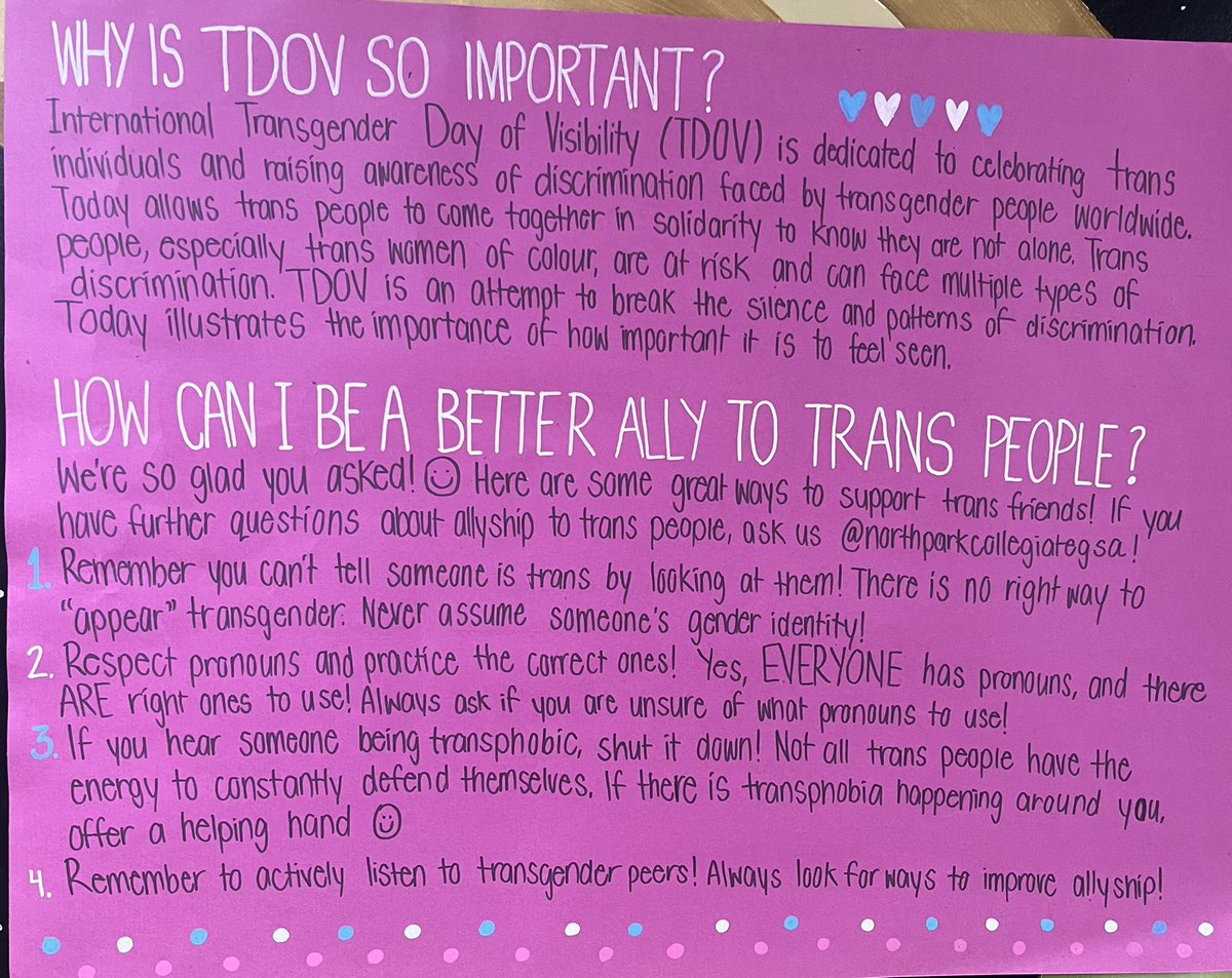 Smile4U72's tweet photo. NPC showing support for International Transgender Day of Visibility. https://t.co/YqheKYEZzY