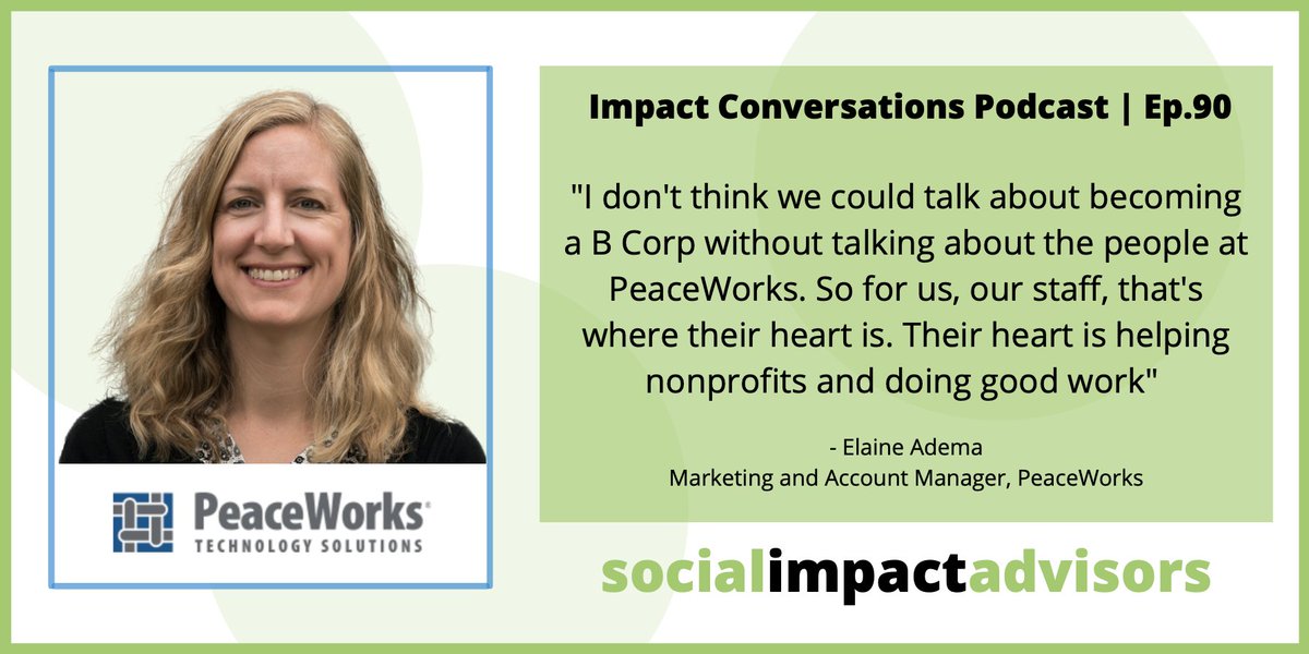 SocImpactAdv's tweet image. Check out our newest #podcast - @SocImpactSally , Ian Kelly and Elaine Adema, from @PeaceWorks_Tech, talk about what motivates them about the #bcorp movement, the certification process &amp;amp;  the evolution of new standards worldwide  lnkd.in/er-az_cs