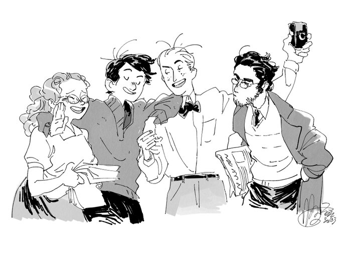 1930, a little crew wants to create a brand new newspaper 📰
Jeanne, Gaston,Fantasio &amp; Prunelle in my little 1930 AU 