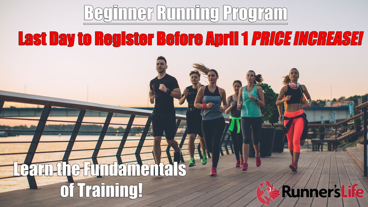 Register for our Beginner Running Program today before the April 1 Price Increase! Learn the fundamentals of running and training in our sessions held on April 11 or 18 at 6pm from Runner's Life store! Sign up here …erslifetraininggroups.itsyourrace.com/register/