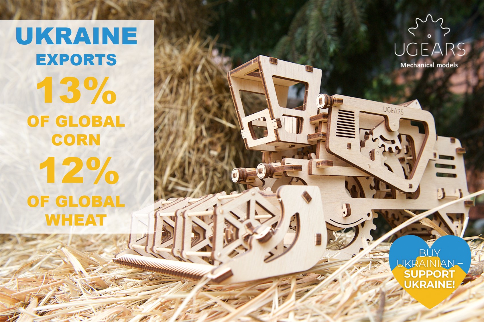 UGEARS on Twitter: "Ukraine is the world's breadbasket, exporting 13% of  global corn and 12% of global wheat. Celebrate Ukraine's role in feeding  the world by purchasing the Ugears Tractor or Combine