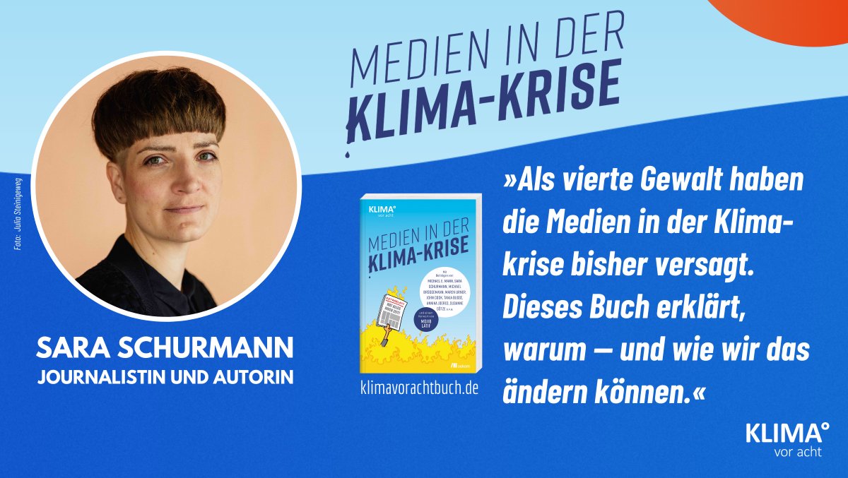 KlimaVorAcht's tweet image. »Als vierte Gewalt haben die Medien in der #Klimakrise bisher versagt. Dieses Buch erklärt, warum – und wie wir das ändern können.«, sagt Sara Schurmann, Journalistin und Mitautorin von »Medien in der Klima-Krise«.

Bestellt euch euer Exemplar hier:
👉 klimavorachtbuch.de 👈