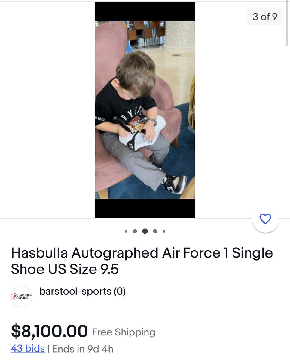 RizzMMA's tweet photo. Hasbulla signed shoe is already at 8.1k… with 9 days left. https://t.co/bZTC0xDqQ5