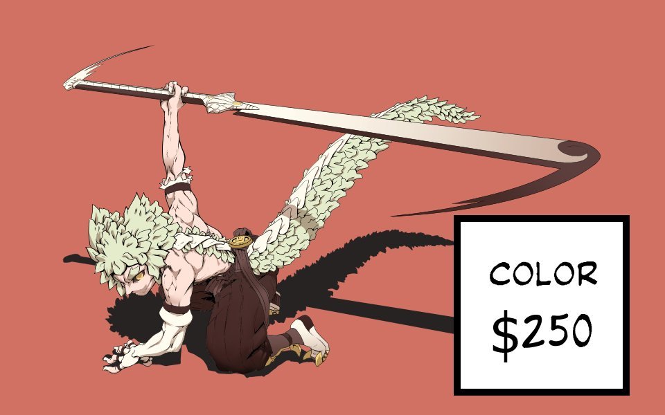 AdamBryceThomas's tweet image. It's that time again:
#COMMISSIONSOPEN (open!). In all caps.
Translators note: This means that the artist is currently accepting five (5!) commissions.
First come first serve. Single/double character + action (fun!). Send full request w/ description in DM's. I will write back.
