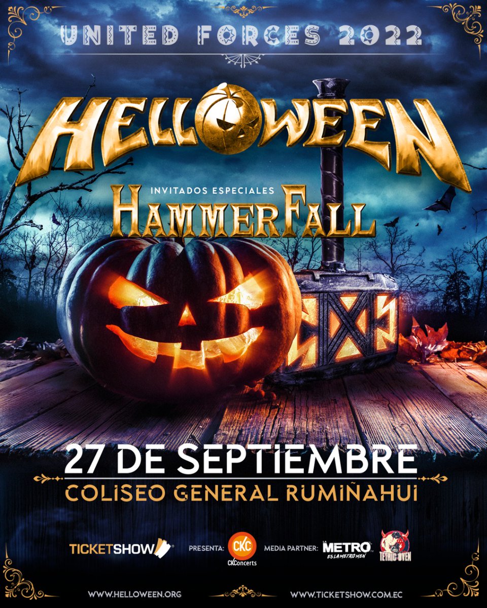 Y van llegando las buenas nuevas!!
#Vuelvenlosconciertos
#HelloweenEnEcuador <a href="/helloweenorg/">Helloween</a>
<a href="/HammerFall/">HammerFall</a> 
<a href="/CKConcerts/">CKConcerts</a> 🤘