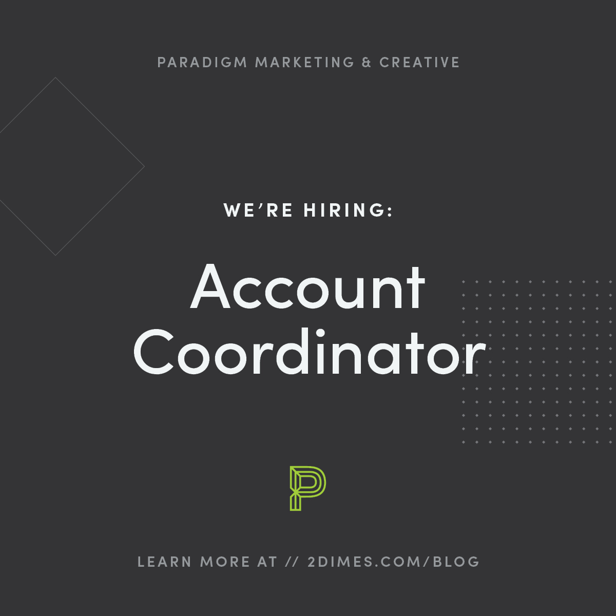 ParadigmMemphis's tweet image. If you're interested in working with a team of creative, hardworking,  incredibly talented, and humble people, then give us a shout! 1+ years of account experience preferred. Please email all resumes and cover letters to Charles Gaushell at gaushell@2dimes.com.