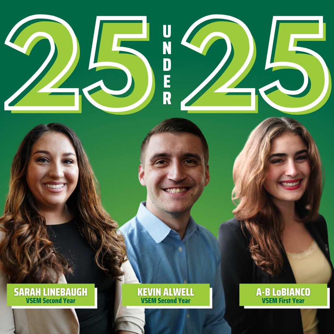 We are sending a huge CONGRATULATIONS to VSEM's very own Sarah Linebaugh, Kevin Alwell and A-B LoBianco on being recognized by USF Muma College of Business as 25 Under 25 Honorees!