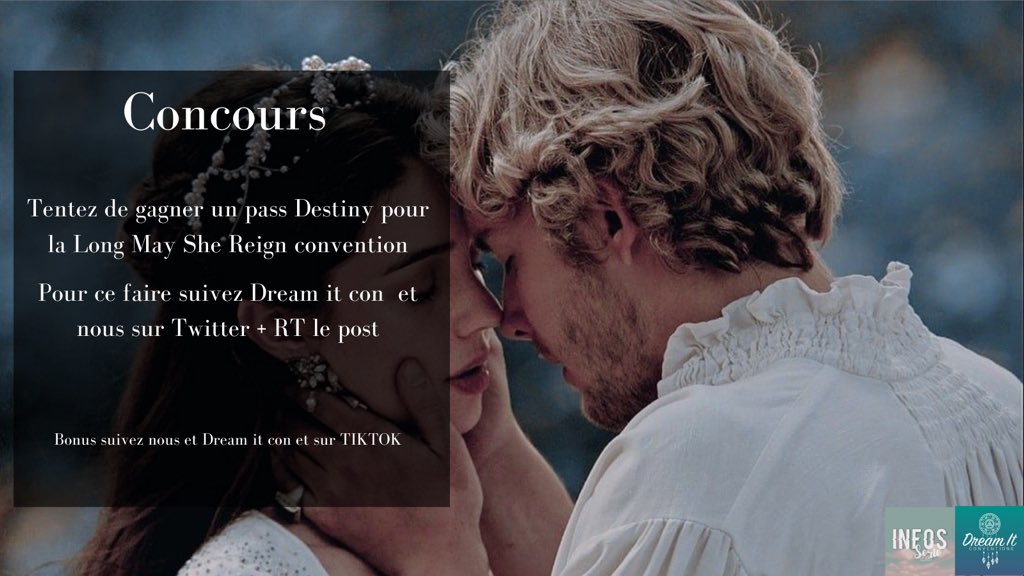 lnfosSeriesFR's tweet photo. #CONCOURS #Reign Tentez de gagner un pass Destiny pour la convention #longmayshereign

Pour participer : RT ce Tweet et follow @DreamitCon &amp; 
@lnfosSeriesFR

Tirage au sort : 7/04/2022

Bonne chance à tous ! https://t.co/Ly11z9N6W9