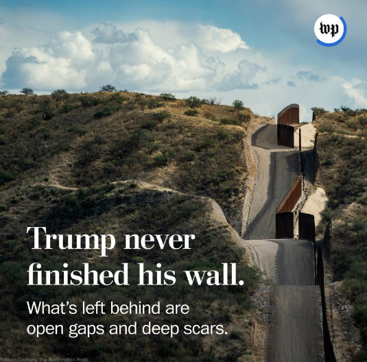 Steelers7890fan's tweet photo. @GOP They are coming thru the #TFG #BeautifulWall which was not completed, is falling apart and easily being climbed with a ladder! Wonder who got the kick back on this mess! https://t.co/z2jNZdH4Yr