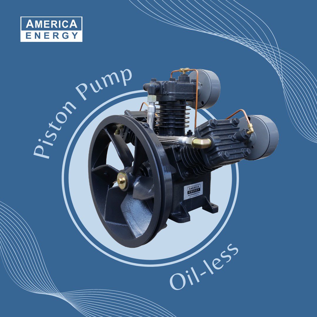 Oil less piston pump design, no oil in the crankcase or compression chamber. Robust, cast iron crank case. #PistonPump #Oilless #ULListed #MadeInUSA