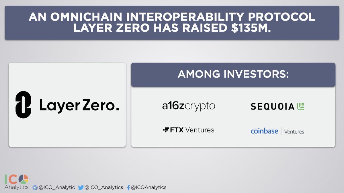 ICO_Analytics's tweet photo. An omnichain interoperability protocol @LayerZero_Labs has raised $135M. @sequoia, @a16z and @FTX_Official are among investors.
https://t.co/YJ0M7hBLca https://t.co/WlME44z8hg