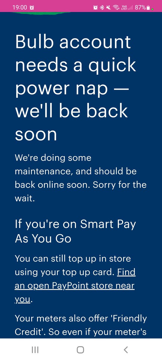 prikasuk's tweet photo. Why I'm not surprised!! I was kept in the "waiting queue" for 40min, to change to this message at 2min to be able to add my own meter reading into the account. 😡 do they really take us as an idiot?!?! #MeterReadingDay #ElectricityCharges #electricity 
@BulbUK @GOVUK https://t.co/KFLqi4aaWA