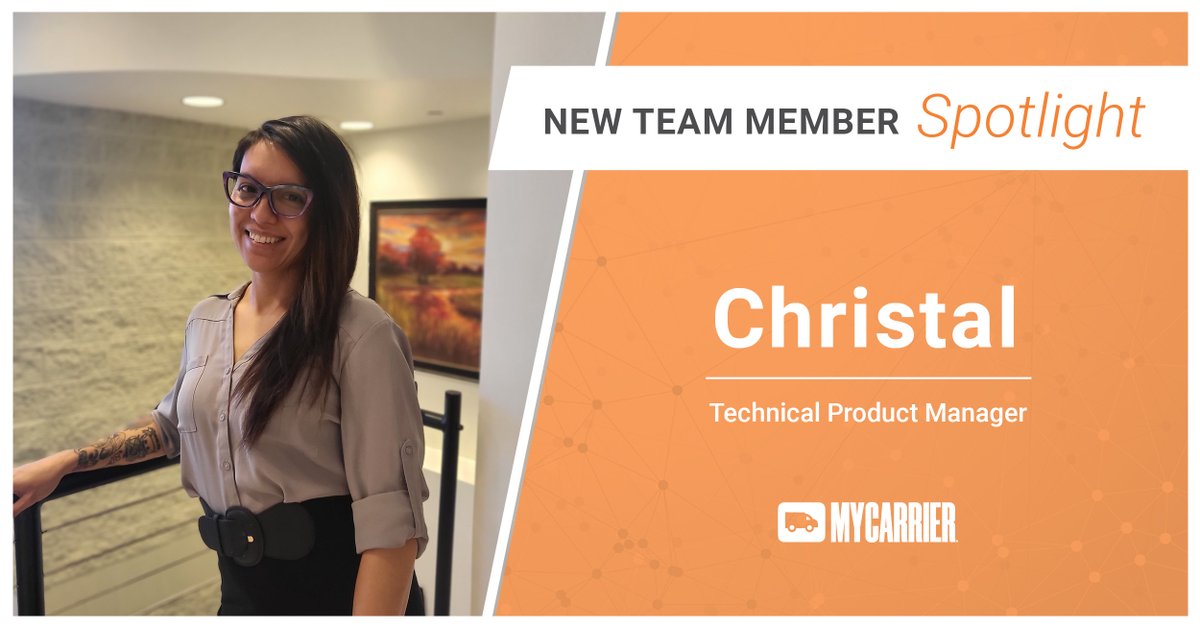 Help us welcome Christal, Technical #Product Manager, to the MyCarrier team! 🙌#transportationmanagement #logistics #productowner #supplychain #shipping #TMS #transportation #LTLfreight #LTL #shippingplatform #productmanagement #weearehiring #scottsdalejobs