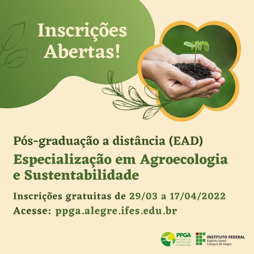 ifesoficial's tweet photo. #Repost Campus de Alegre
• • • • • •
Inscrições gratuitas, até 17 de abril, para o curso de Pós-graduação Lato Sensu (especialização) em Agroecologia e Sustentabilidade, modalidade EaD: https://t.co/Bd6wJWaB9s
#vemproifes #Ifes #ifesdealegre #posgraduacao #PPGA https://t.co/VDsviV4xDY