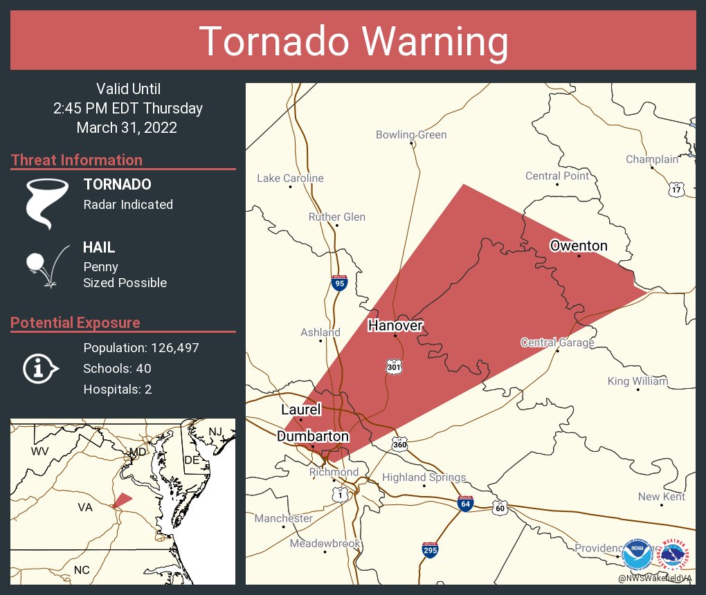 Tornado Warning including Laurel VA, Glen Allen VA, Lakeside VA until 2:45 PM EDT
