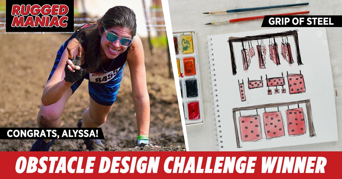 Congrats are in order for fellow Maniac, Alyssa! Her design, Grip of Steel, won our 2022 Obstacle Design Challenge! Ready to take on Alyssa’s obstacle this year? Sign up for your Rugged Maniac event today: ruggedmaniac.com

#RuggedManiac #GetRugged #RMObstacleContest