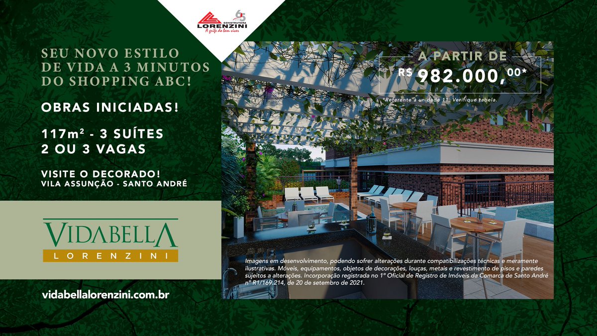 constrlorenzini's tweet photo. VidaBella Lorenzini. Obras iniciadas!

Localizado na Vila Assunção, em Santo André, a 3 minutos a pé do Shopping ABC e próximo ao Parque Central (Deputado José Cicote).

Apartamentos de 117m², 3 suítes, 2 ou 3 vagas determinadas.

Fale conosco: https://t.co/aYT4FRsJwo https://t.co/mp7rOJUWHI