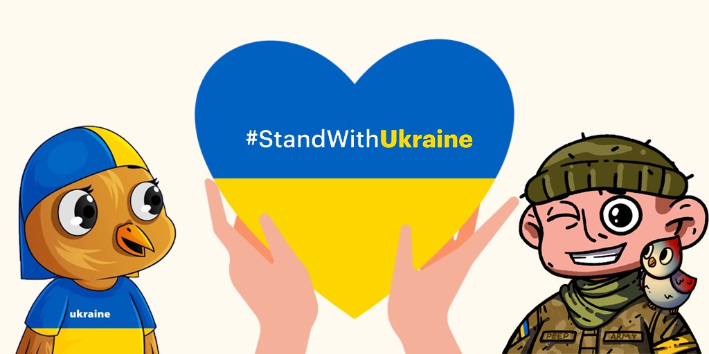 Thank You #NFTCommunity 
Our #NFTprojects are a chance to help our country 🇺🇦 in this difficult period.
#StandWithUkraine &amp; Pray 🙏 for peaceful sky🌤️!

<a href="/againstwar_nfts/">Stand Against War</a>
💙👉standagainstwar.com
<a href="/EthernetPeeps/">Ethernet Peeps NFT</a>
💛👉ethernetpeeps.com

#NFTs #Crypto #NFT #NFTdrop #ETH